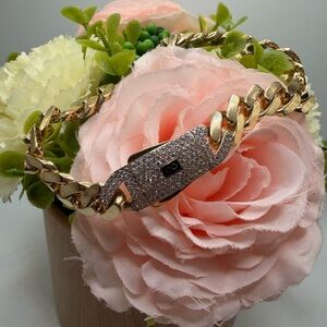 MEN  14 K Gold Brazalet Chain Classic Pavé Lock Monaco